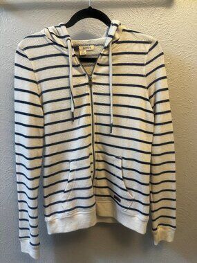 Women's Roxy Cream and Navy Stripped Sweatshirt with Hood